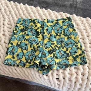 Alice + Olivia High Waist Floral Yellow and Blue Shorts